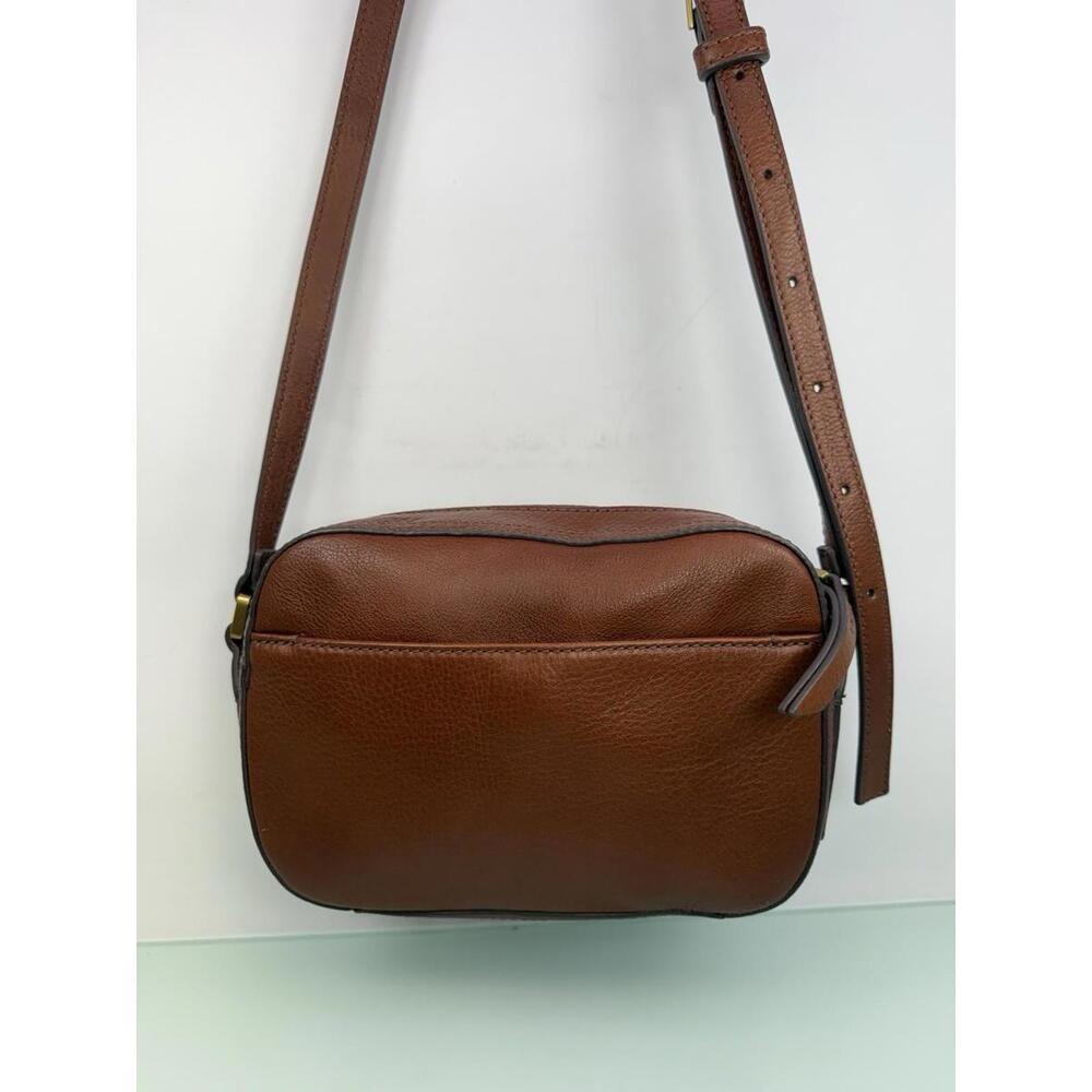 Fossil Liza Crossbody Bag Brown Pebbled Leather Camera Bag Brass Hardware Nwot - Picture 5 of 9